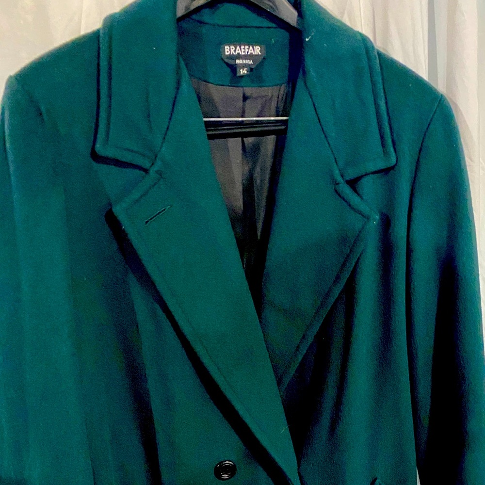 Forest green Braefair overcoat.